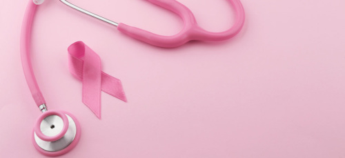 A pink ribbon and a stethoscope
