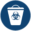 Icon illustration of a plastic bucket with a biohazard symbol on it.