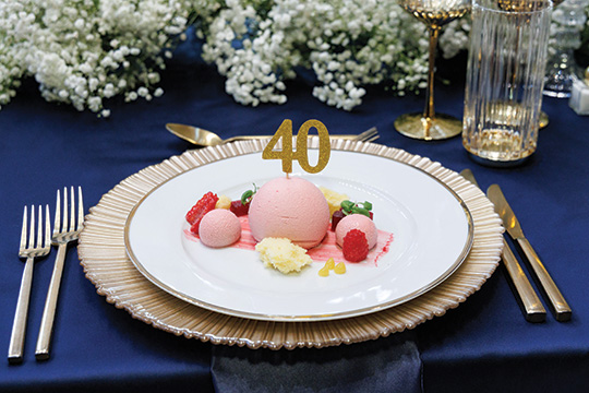 Guests enjoyed a ruby raspberry semi-freddo for dessert, a nod to the Foundation’s 40th Anniversary.