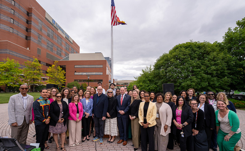Rep. Tim and Katie Kennedy (N.Y.), Rep. Jim and Lisa McGovern (Mass.) and representatives of the Congressional Families Program with members of the Roswell Park Comprehensive Cancer Center team