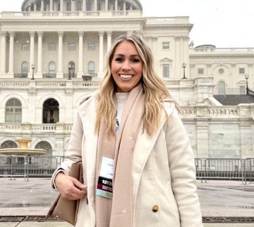 Cheryl Marker, standing in front of the Capitol.